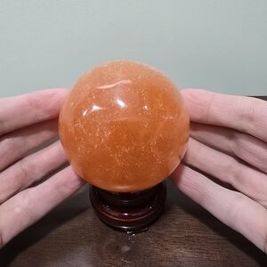 Orange Selenite Crystal Sphere #L